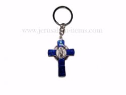 Blue Crucifix Keychain