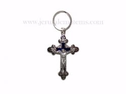 Blue Cross with Jesus Keychain
