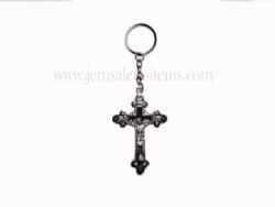 Black Cross with Jesus Keychain