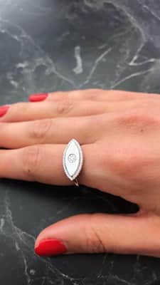 טבעת עין כסף משובץ