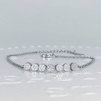 צמיד עיגולים כסף משובץ