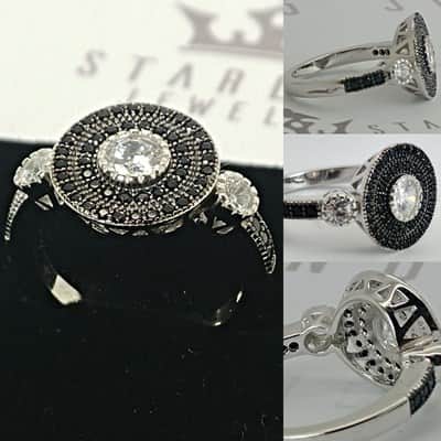 טבעת קסם כסף משובץ