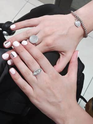 טבעת עין כסף משובץ