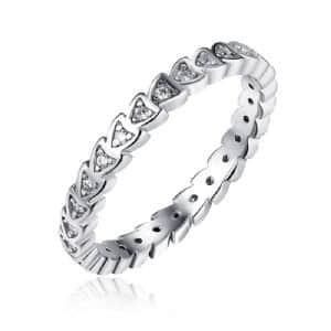 טבעת משולשים כסף משובץ