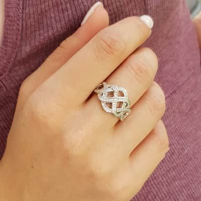 טבעת טרייבל כסף משובץ