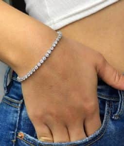 צמיד טניס עיגולים כסף משובץ