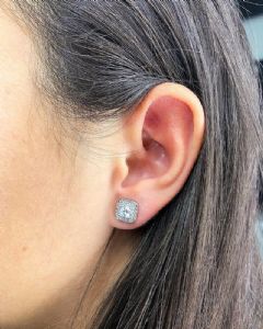 עגילי מילר צמודים כסף משובץ