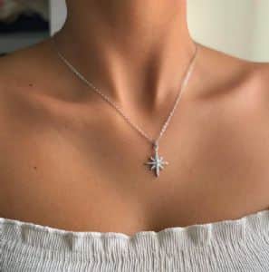 שרשרת כוכב הצפון כסף משובץ