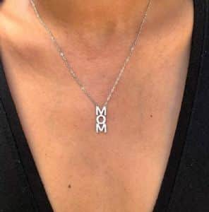 שרשרת mom כסף משובץ