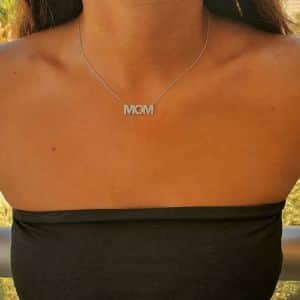 שרשרת mom כסף משובץ 2