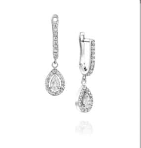 עגילי טיפה נופלים כסף משובץ