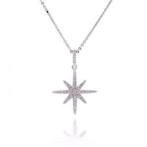 שרשרת כוכב כסף משובץ