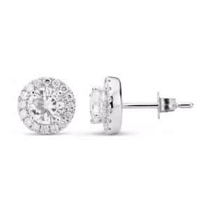 עגילי סוליטר כסף משובץ