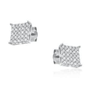 עגילי ריבוע כסף משובץ