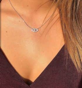 שרשרת עין כסף משובץ