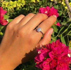 טבעת טיפה כסף משובץ