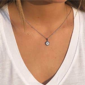 שרשרת עין כחול כסף משובץ