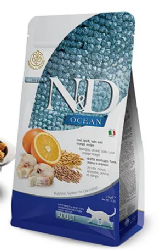 N&D אושן חתול בוגר דג קוד שיבולת שועל ותפוז 1.5 ק"ג