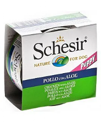 מעדן שזיר schesir לכלב גור עוף ואלוורה 150 גרם