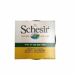 מעדן לכלב שזיר schesir עוף עם חזיר 150 גרם