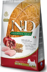 N&D כלב מיני בוגר עוף שיבולת שועל ורימון 7 ק"ג