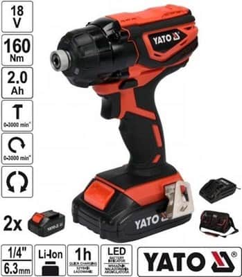 מברגת אימפקט ליתיום 18V כולל סוללות YATO 2AH יאטו