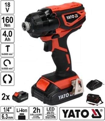 מברגת אימפקט ליתיום 18V כולל סוללות YATO 4AH יאטו