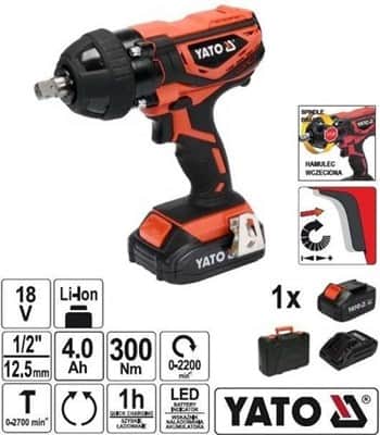 מפתח רטיטה (אימפקט) 18V כולל סוללה YATO 4AH יאטו