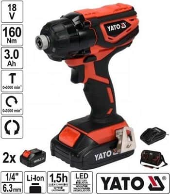 מברגת אימפקט ליתיום 18V כולל סוללות YATO 3AH יאטו