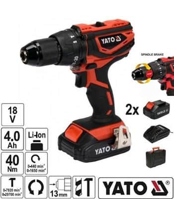 מברגה/מקדחה רוטטת 18V כולל סוללות YATO 4AH יאטו