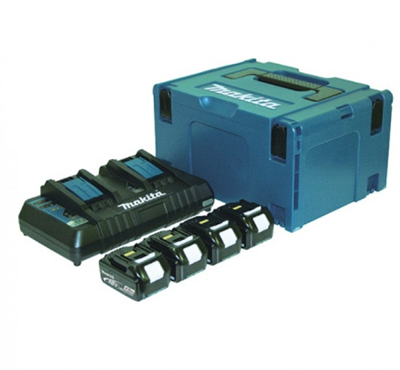 סט מטען כפול וארבע סוללות 4.0A 18V