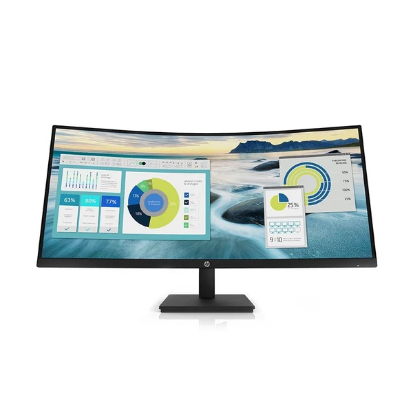 מסך קעור HP P34hc G4 בגודל 34 אינץ׳ WQHD UltraWide עם USB-C 65W ורמקולים | 21Y56AA#ABT