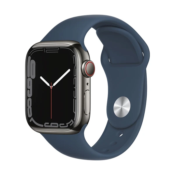 Apple Watch Series 7 GPS + Cellular, 41mm Stainless Steel Case with Sport Band - Regular | MKJ13HB/A