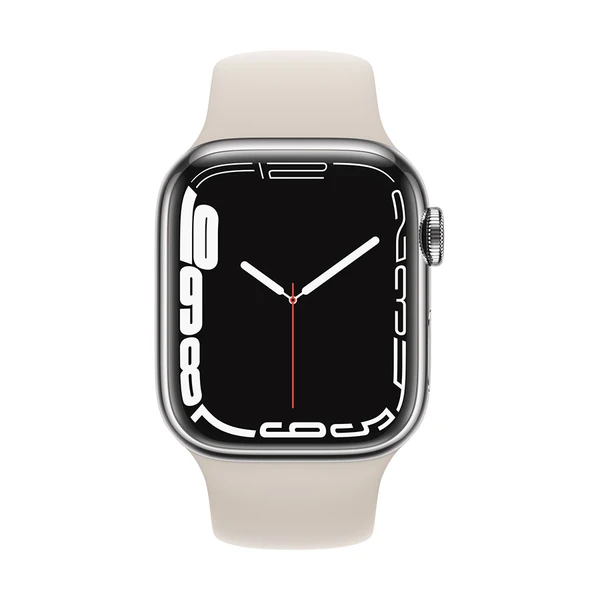 Apple Watch Series 7 GPS + Cellular, 45mm Stainless Steel Case with Sport Band - Regular | MKL23HB/A