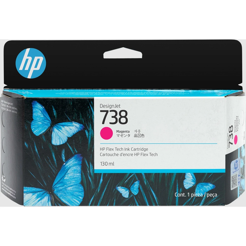 טונר או דיו HP מילוי דיו מגנטה HP 738 130ml לפלוטר 498N6A T-850 | 498N6A