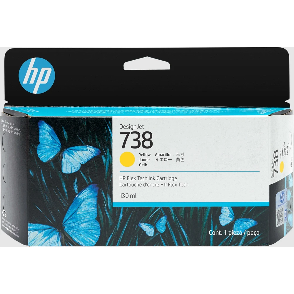 טונר או דיו HP מילוי דיו צהוב HP 738 130ml לפלוטר 498N7A T-850 | 498N7A