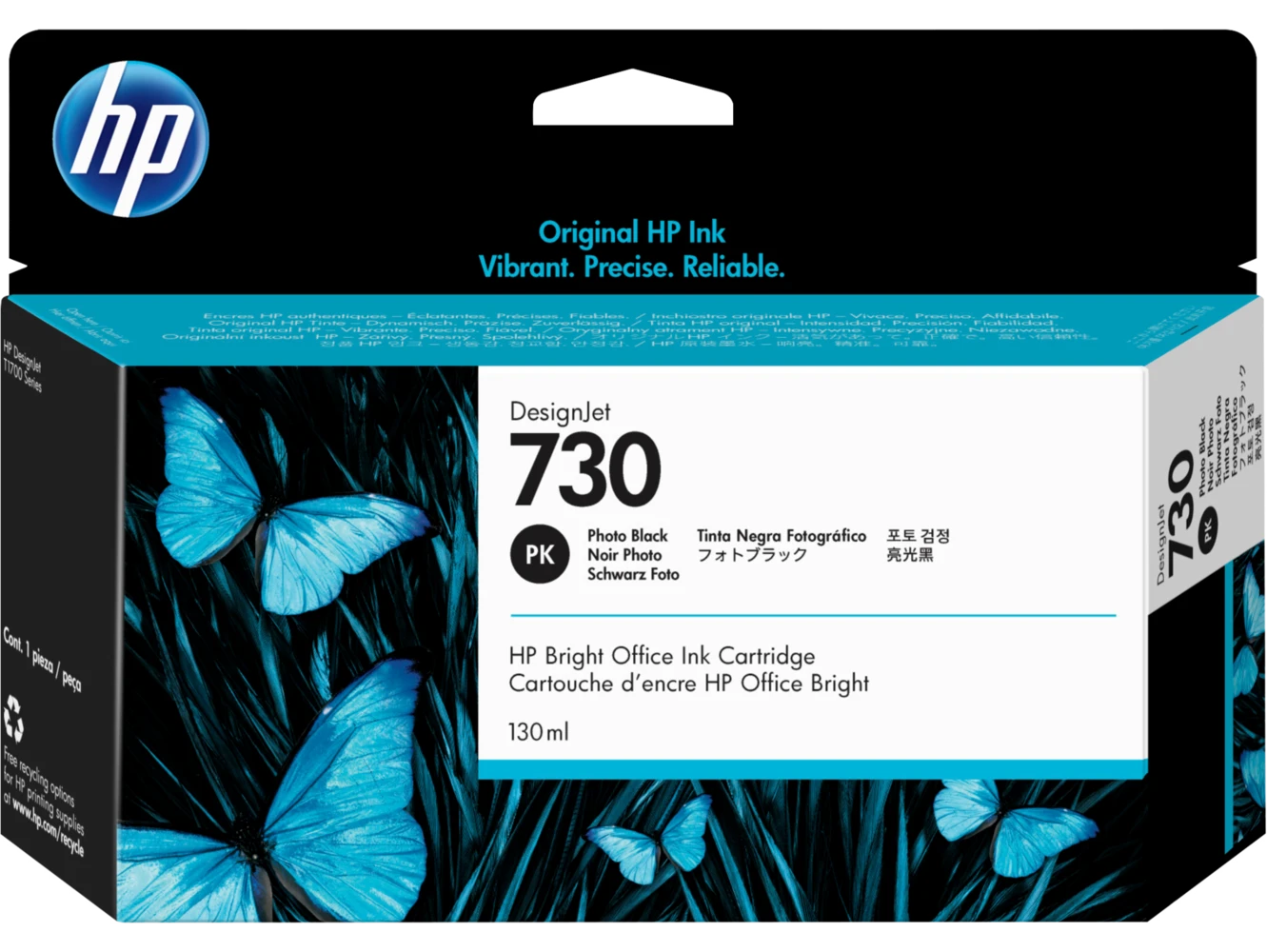 טונר או דיו HP ***מילוי HP 730 שחור פוטו P2V67A T1700 130ml | P2V67A