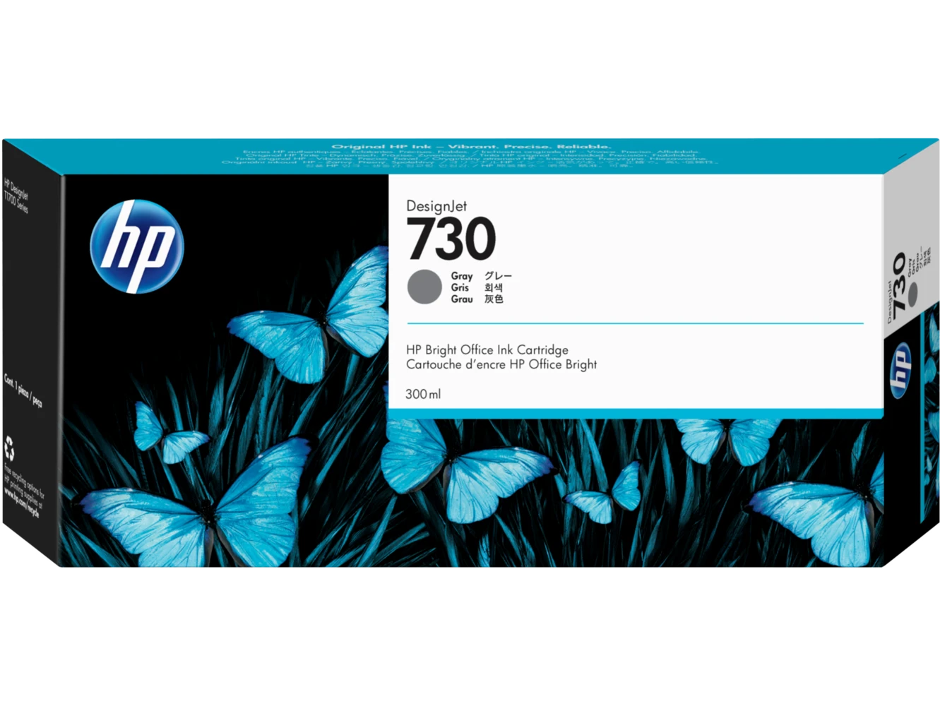 טונר או דיו HP מילוי HP 730 אפור P2V72A T1700 300ml | P2V72A