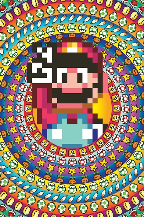 אביזר גיימינג פוסטר פוסטר גדול Super Mario בעיצוב Power-Ups / PP34389 | PP34389