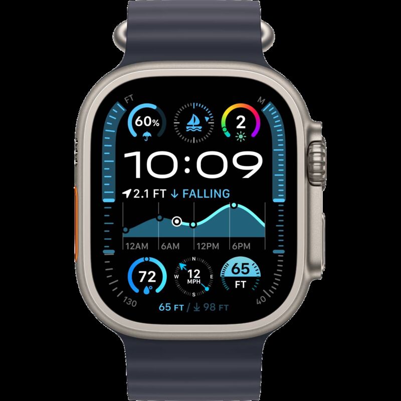 רצועת Apple שעון חכם Apple Watch Ultra 2 2024 GPS + Cellular 49mm Natural Titanium Case with Navy Ocean Band - שנה | 342062