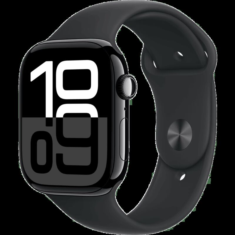 רצועת Apple שעון חכם Apple Watch Series 10 GPS + Cellular 46mm Jet Black Aluminium Case with Black Sport Band - S/M | 342043