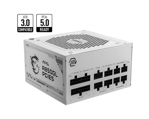 מטען או ספק כוח MSI MSI MAG A850GL PCIE5 WHITE 80+ GOLD | 4711377115391