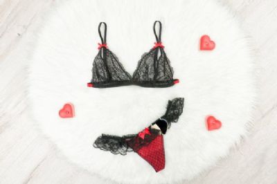 fashion-concept-black lacy-bra-panties