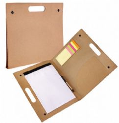 אוגדן ממוחזר A3 עם ניירות דביקים ועט ממוחזר מתאים כמוצר פרסום, מתאים לכנסים, אירועים