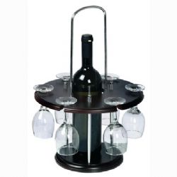 סינגל" מעמד ל-6 כוסות יין מעץ,מתנה מכובדת למשרד לכל מנהל