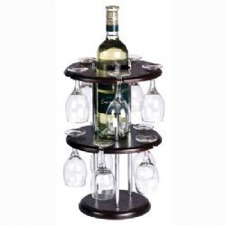 מעמד עץ עגול ל-10 כוסות יין