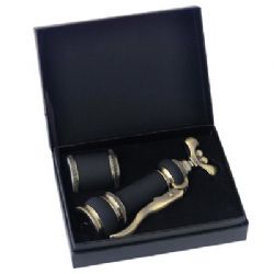 סט פותחן יין "ברז" נחושת/שחור עם פקק אטימה ואקום