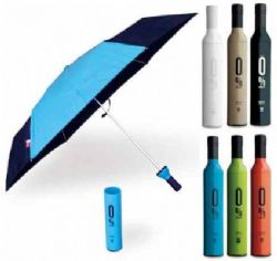 מטריה מתקפלת המוכנסת בצילינדר פלסטיק בצורת בקבוק