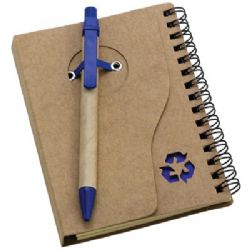 פנקס ספירל קטן מנייר ממוחזר עם עט 13.5x10 cm