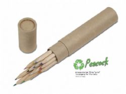 מארז גליל של 12 עפרונות צבעוניים,מארז ירוק ששומר על איכות הסביבה,מתאים כמתנה לתלמידים